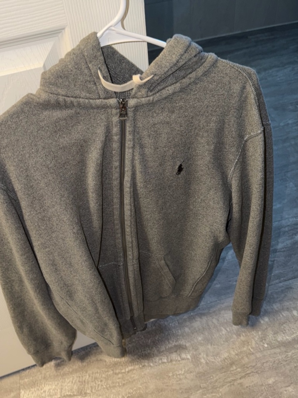 Ralph Lauren Men's Heather Gray Full-Zip Hoodie Sweater